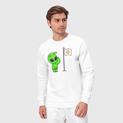 Костюм хлопковый мужской Пришелец на луне, цвет: белый — фото 2