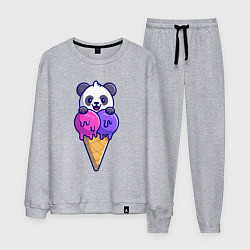 Костюм хлопковый мужской Panda ice cream, цвет: меланж