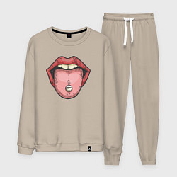 Костюм хлопковый мужской Lips pill, цвет: миндальный