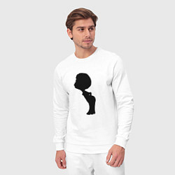 Костюм хлопковый мужской Силуэт поцелуй он - для пары, цвет: белый — фото 2