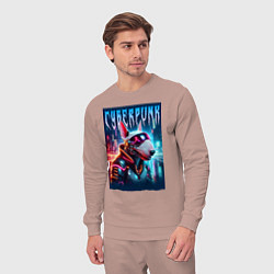 Костюм хлопковый мужской Dude bull terrier - cyberpunk, цвет: пыльно-розовый — фото 2