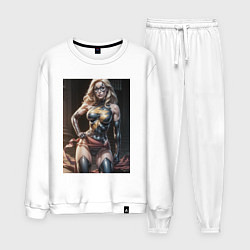 Костюм хлопковый мужской Мисс Марвел в суперкостюме, цвет: белый