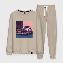 Костюм хлопковый мужской BMW Classic, цвет: миндальный