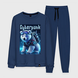 Мужской костюм Белый медвежонок в стиле киберпанк