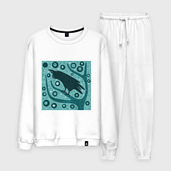 Костюм хлопковый мужской Ворон на дереве, цвет: белый