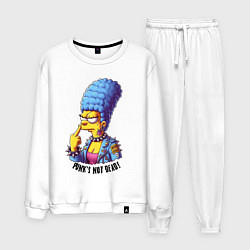 Костюм хлопковый мужской Marge Simpson - punks not dead motto, цвет: белый