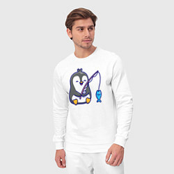 Костюм хлопковый мужской Пингвинёнок рыбак, цвет: белый — фото 2