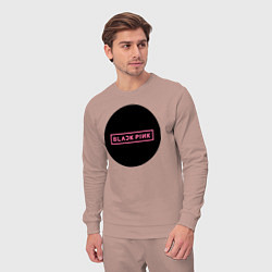 Костюм хлопковый мужской Blackpink logotype - group of South Korea, цвет: пыльно-розовый — фото 2