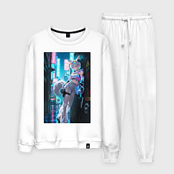 Костюм хлопковый мужской Лиса наемник в стиле Cyberpunk, цвет: белый