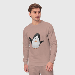Костюм хлопковый мужской Cartoon penguin, цвет: пыльно-розовый — фото 2