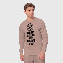 Костюм хлопковый мужской Keep Calm & Drive VW, цвет: пыльно-розовый — фото 2