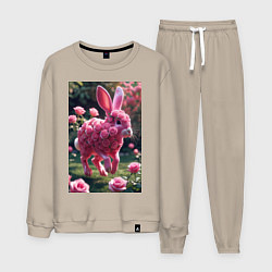 Костюм хлопковый мужской Кролик из роз, цвет: миндальный