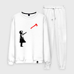 Костюм хлопковый мужской Девочка и топор, цвет: белый