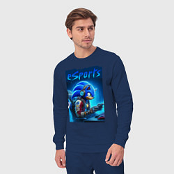 Костюм хлопковый мужской Hedgehog Sonic is esports player - neon glow, цвет: тёмно-синий — фото 2