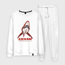 Костюм хлопковый мужской Акула киборг, цвет: белый