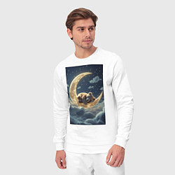 Костюм хлопковый мужской Плюшевый мишка спит на Луне, цвет: белый — фото 2