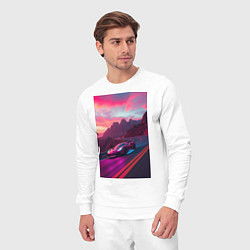 Костюм хлопковый мужской Суперкар едет по серпантину, цвет: белый — фото 2