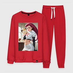 Костюм хлопковый мужской Джесси и Мяут - команда Р: Покемоны, цвет: красный
