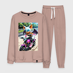 Костюм хлопковый мужской Руж из Somic едет на мотоцикле, цвет: пыльно-розовый