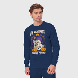 Костюм хлопковый мужской Im nightmare before coffee, цвет: тёмно-синий — фото 2