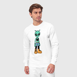 Костюм хлопковый мужской Девочка инопланетянин, цвет: белый — фото 2