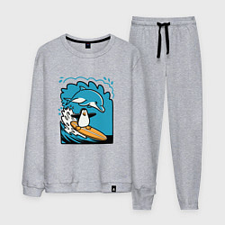 Костюм хлопковый мужской Пингвин покорил волну, цвет: меланж