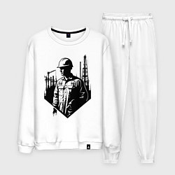 Костюм хлопковый мужской Промышленный труд нефтяника, цвет: белый