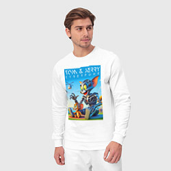 Костюм хлопковый мужской Cyborg Tom and Jerry - ai art fantasy, цвет: белый — фото 2