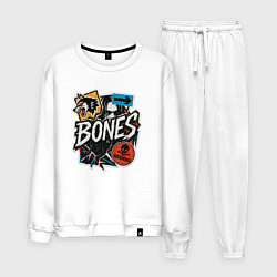 Костюм хлопковый мужской Bones в стиле наклеек, цвет: белый