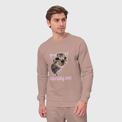 Костюм хлопковый мужской Cat literally me, цвет: пыльно-розовый — фото 2