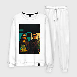 Мужской костюм Мужчина и девушка с гаджетами ретрофутуризм поп-ар