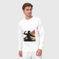 Костюм хлопковый мужской Ниндзя девушка, цвет: белый — фото 2