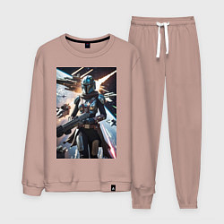 Мужской костюм Девушка-мандалорец летит в космосе