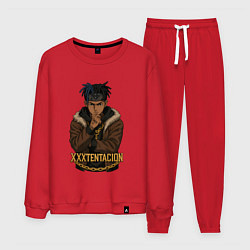 Костюм хлопковый мужской XXXTentacion задумчивый, цвет: красный