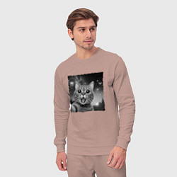 Костюм хлопковый мужской Кот селфи, цвет: пыльно-розовый — фото 2