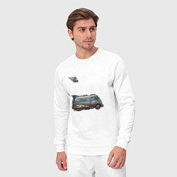 Костюм хлопковый мужской Ретрофутуристический летающий грузовик Milk, цвет: белый — фото 2