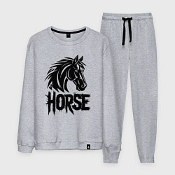 Костюм хлопковый мужской Черная лошадь граффити, цвет: меланж