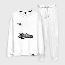 Костюм хлопковый мужской Такси летающее, ретрофутуризм, цвет: белый