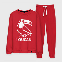 Костюм хлопковый мужской Тукан в минималистичном стиле, цвет: красный