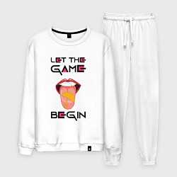 Костюм хлопковый мужской Пусть начнётся игра, цвет: белый