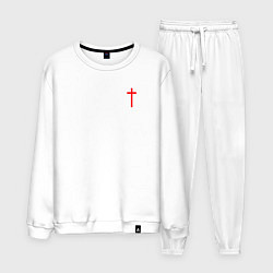Костюм хлопковый мужской Крест красный, цвет: белый