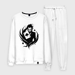 Костюм хлопковый мужской Аниме джокер и туз пик, цвет: белый