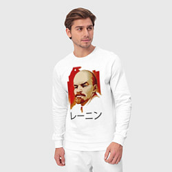 Костюм хлопковый мужской Ленин вождь иероглифы, цвет: белый — фото 2