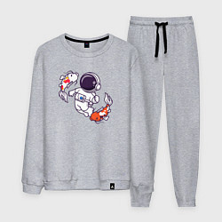 Костюм хлопковый мужской Космонавт и рыбки, цвет: меланж