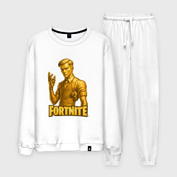 Костюм хлопковый мужской Золотой Мидас Fortnite, цвет: белый