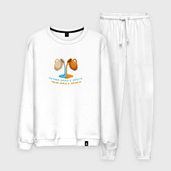 Костюм хлопковый мужской Лучше вода у друга голубой с желтым узор, цвет: белый