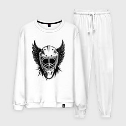Костюм хлопковый мужской Крылатая хоккейная маска, цвет: белый