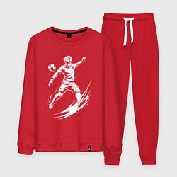 Костюм хлопковый мужской Аниме удар в футболе, цвет: красный