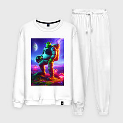 Костюм хлопковый мужской Космонавт Шрек на похожей планете, цвет: белый