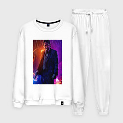 Костюм хлопковый мужской Джон Уик под дождём, цвет: белый